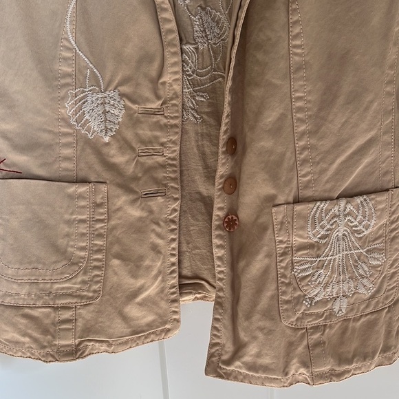 Johnny Was Los Angeles Khaki Embroidered Coeur Libre Jacket Size Small - Picture 3 of 9